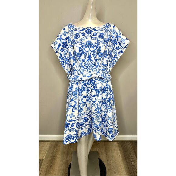 Carolina Herrera Floral Ruffled Minidress in Bluebell Multi US 10 $1990 - Picture 6 of 12